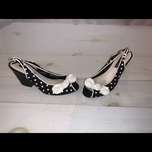 Predictions Black and White Polka Dot Wedges - Picture 5 of 8